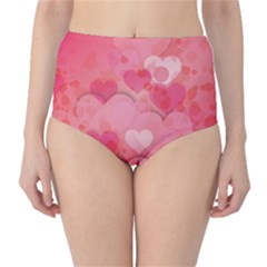 Hearts Pink Background High-waist Bikini Bottoms by Amaryn4rt