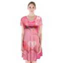 Hearts Pink Background Short Sleeve V-neck Flare Dress View1