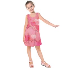 Hearts Pink Background Kids  Sleeveless Dress by Amaryn4rt