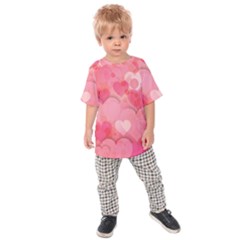 Hearts Pink Background Kids  Raglan Tee