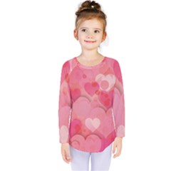 Hearts Pink Background Kids  Long Sleeve Tee