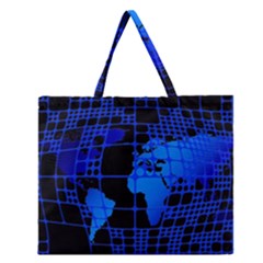 Network Networking Europe Asia Zipper Large Tote Bag