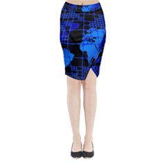 Network Networking Europe Asia Midi Wrap Pencil Skirt