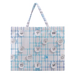 Icon Media Social Network Zipper Large Tote Bag by Amaryn4rt