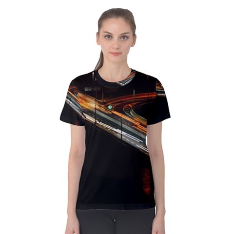 Highway Night Lighthouse Car Fast Women s Cotton Tee by Amaryn4rt