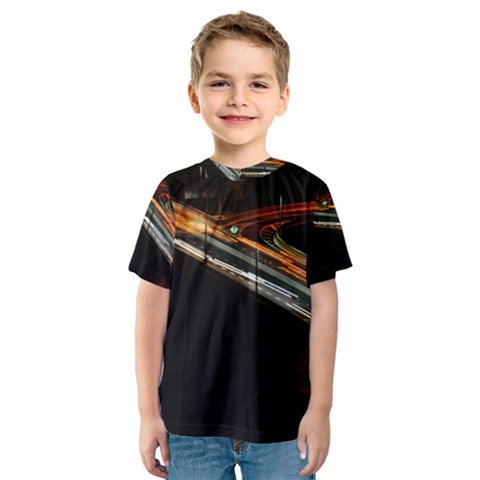 Highway Night Lighthouse Car Fast Kids  Sport Mesh Tee by Amaryn4rt