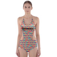 Background Abstract Colorful Cut-out One Piece Swimsuit