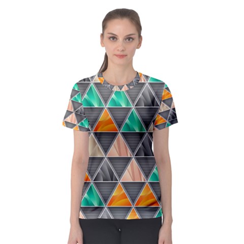 Abstract Geometric Triangle Shape Women s Sport Mesh Tee by Amaryn4rt