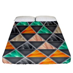 Abstract Geometric Triangle Shape Fitted Sheet (california King Size)