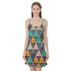 Abstract Geometric Triangle Shape Satin Night Slip by Amaryn4rt