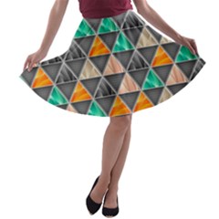 Abstract Geometric Triangle Shape A-line Skater Skirt