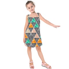 Abstract Geometric Triangle Shape Kids  Sleeveless Dress