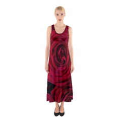 Roses Flowers Red Forest Bloom Sleeveless Maxi Dress by Amaryn4rt