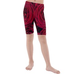 Roses Flowers Red Forest Bloom Kids  Mid Length Swim Shorts by Amaryn4rt