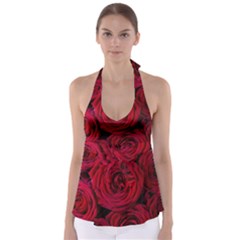 Roses Flowers Red Forest Bloom Babydoll Tankini Top by Amaryn4rt