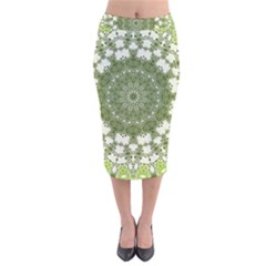 Mandala Center Strength Motivation Velvet Midi Pencil Skirt