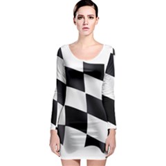 Flag Chess Corse Race Auto Road Long Sleeve Bodycon Dress by Amaryn4rt