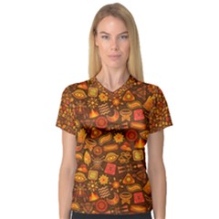 Pattern Background Ethnic Tribal Women s V-neck Sport Mesh Tee