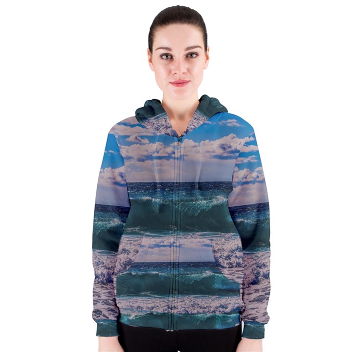 Wave Foam Spray Sea Water Nature Women s Zipper Hoodie