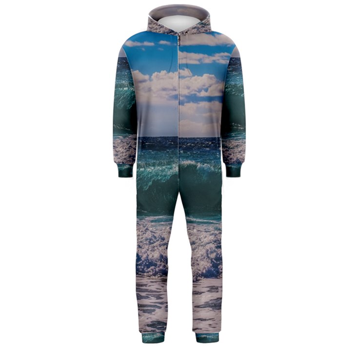 Wave Foam Spray Sea Water Nature Hooded Jumpsuit (Men) 