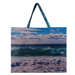 Wave Foam Spray Sea Water Nature Zipper Large Tote Bag by Amaryn4rt