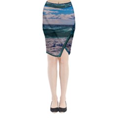 Wave Foam Spray Sea Water Nature Midi Wrap Pencil Skirt by Amaryn4rt