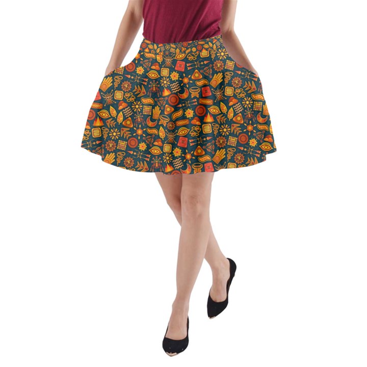 Pattern Background Ethnic Tribal A-Line Pocket Skirt