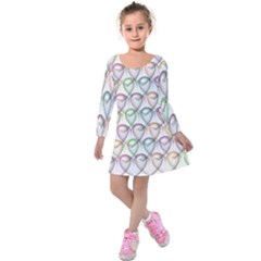 Valentine Hearts 3d Valentine S Day Kids  Long Sleeve Velvet Dress