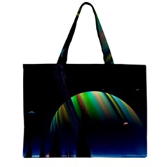 Planets In Space Stars Zipper Mini Tote Bag