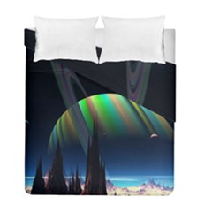 Planets In Space Stars Duvet Cover Double Side (full/ Double Size)