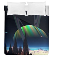 Planets In Space Stars Duvet Cover Double Side (queen Size)