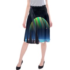 Planets In Space Stars Midi Beach Skirt