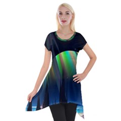 Planets In Space Stars Short Sleeve Side Drop Tunic