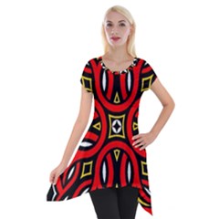 Traditional Art Pattern Short Sleeve Side Drop Tunic