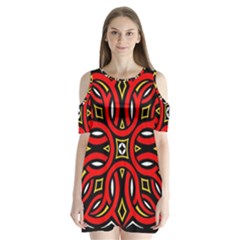 Traditional Art Pattern Shoulder Cutout Velvet  One Piece