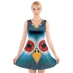 Bird Eyes Abstract V-neck Sleeveless Skater Dress by Amaryn4rt