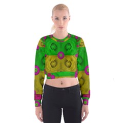 Roses Of Pure Love Women s Cropped Sweatshirt by pepitasart