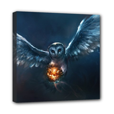 Owl And Fire Ball Mini Canvas 8  X 8  by Amaryn4rt