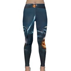 Owl And Fire Ball Classic Yoga Leggings by Amaryn4rt