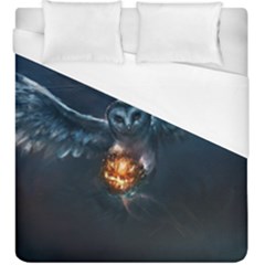 Owl And Fire Ball Duvet Cover (king Size) by Amaryn4rt