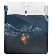 Owl And Fire Ball Duvet Cover Double Side (queen Size)