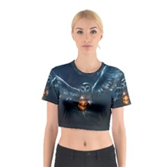 Owl And Fire Ball Cotton Crop Top by Amaryn4rt