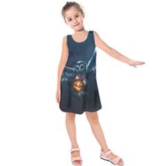 Owl And Fire Ball Kids  Sleeveless Dress