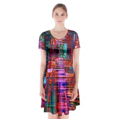 City Photography And Art Short Sleeve V-neck Flare Dress