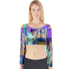 New York City The Statue Of Liberty Long Sleeve Crop Top