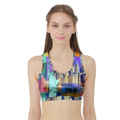 New York City The Statue Of Liberty Sports Bra With Border