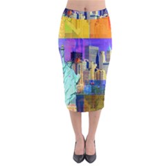 New York City The Statue Of Liberty Midi Pencil Skirt by Amaryn4rt