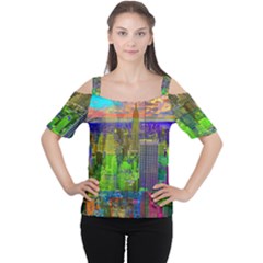 New York City Skyline Women s Cutout Shoulder Tee