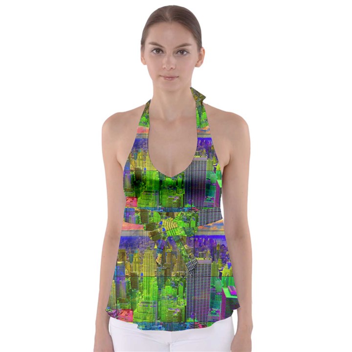 New York City Skyline Babydoll Tankini Top