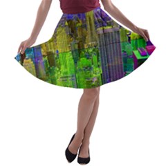 New York City Skyline A-line Skater Skirt by Amaryn4rt